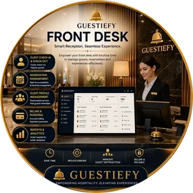 Guestiefy Front Desk — check-in and check-out, reservations, guest profiles, billing and analytics