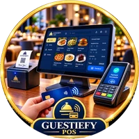 Guestiefy POS — order screen, receipt printer and contactless card payment