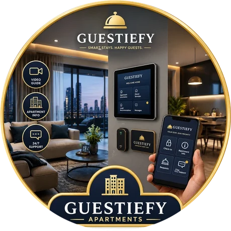 Guestiefy for apartments — video guide, apartment info and 24/7 support across in-room tablet and guest phone