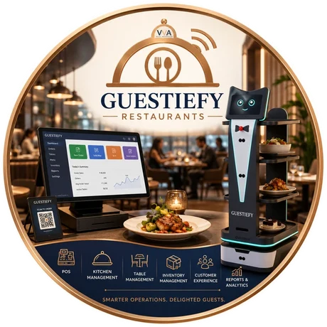 Guestiefy for restaurants — POS, kitchen management, table management, inventory and a service robot